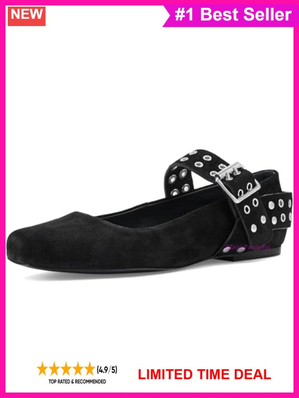 Suede Mary Jane Flats Square Toe Buckle Strap Casual Party Shoes